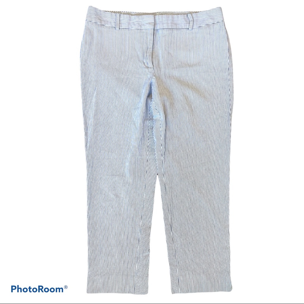 Talbots blue & white pinstriped crops